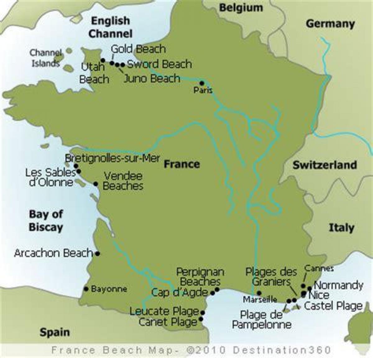 map of France beach
