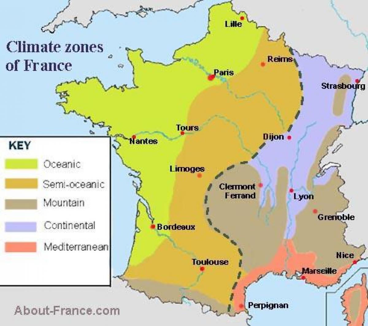 map of France climate