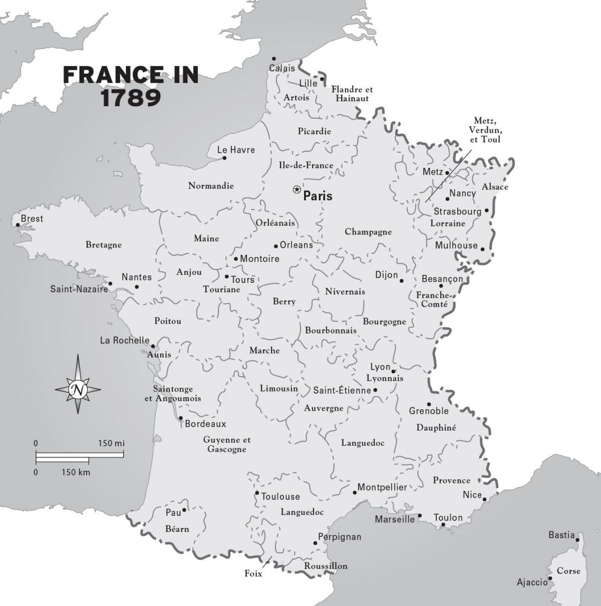 map of France during french revolution