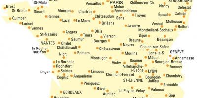 Map of France with all cities