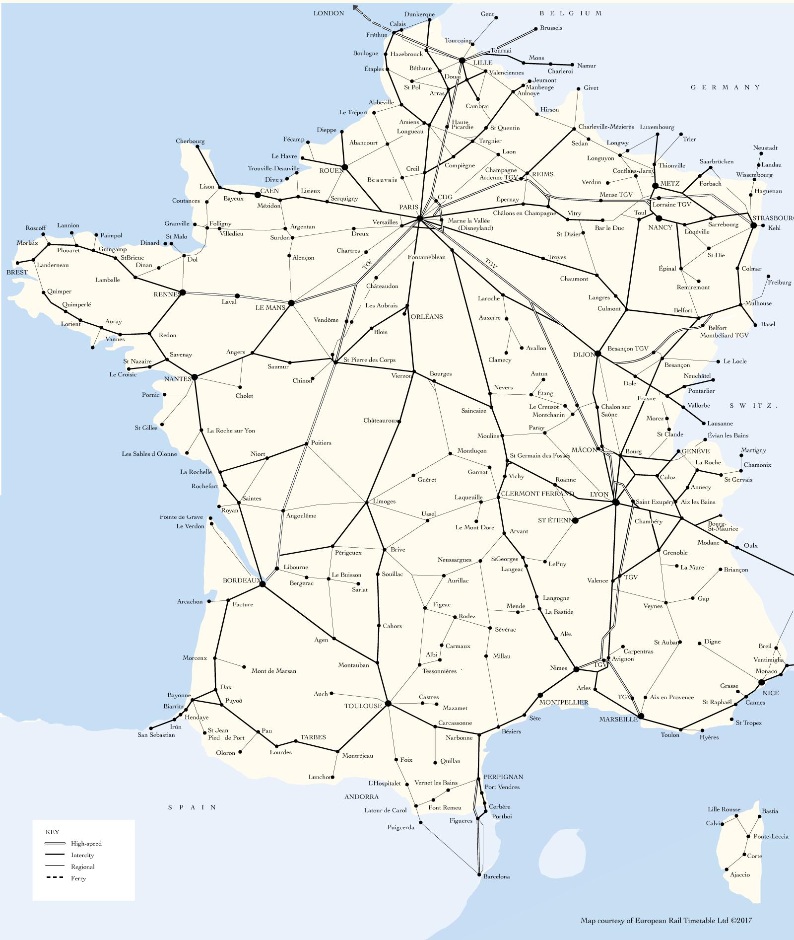 rail travel in france map