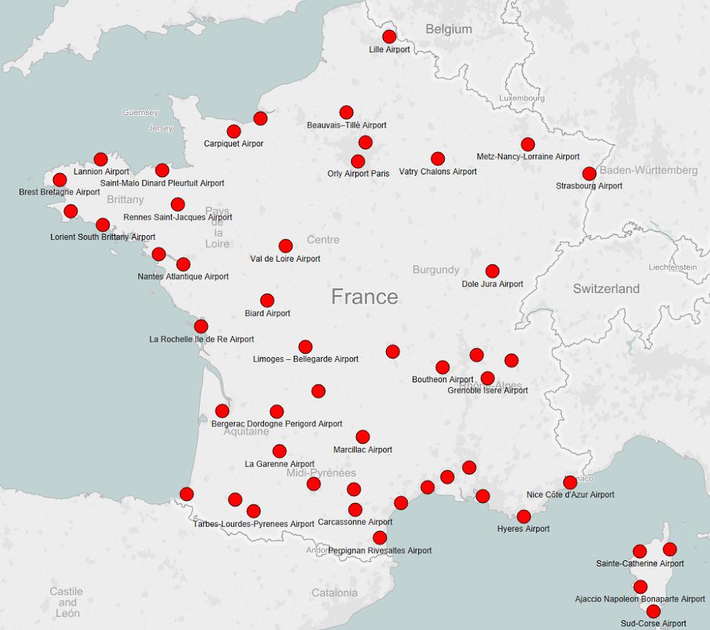 France airport map map of france airport western europe europe 