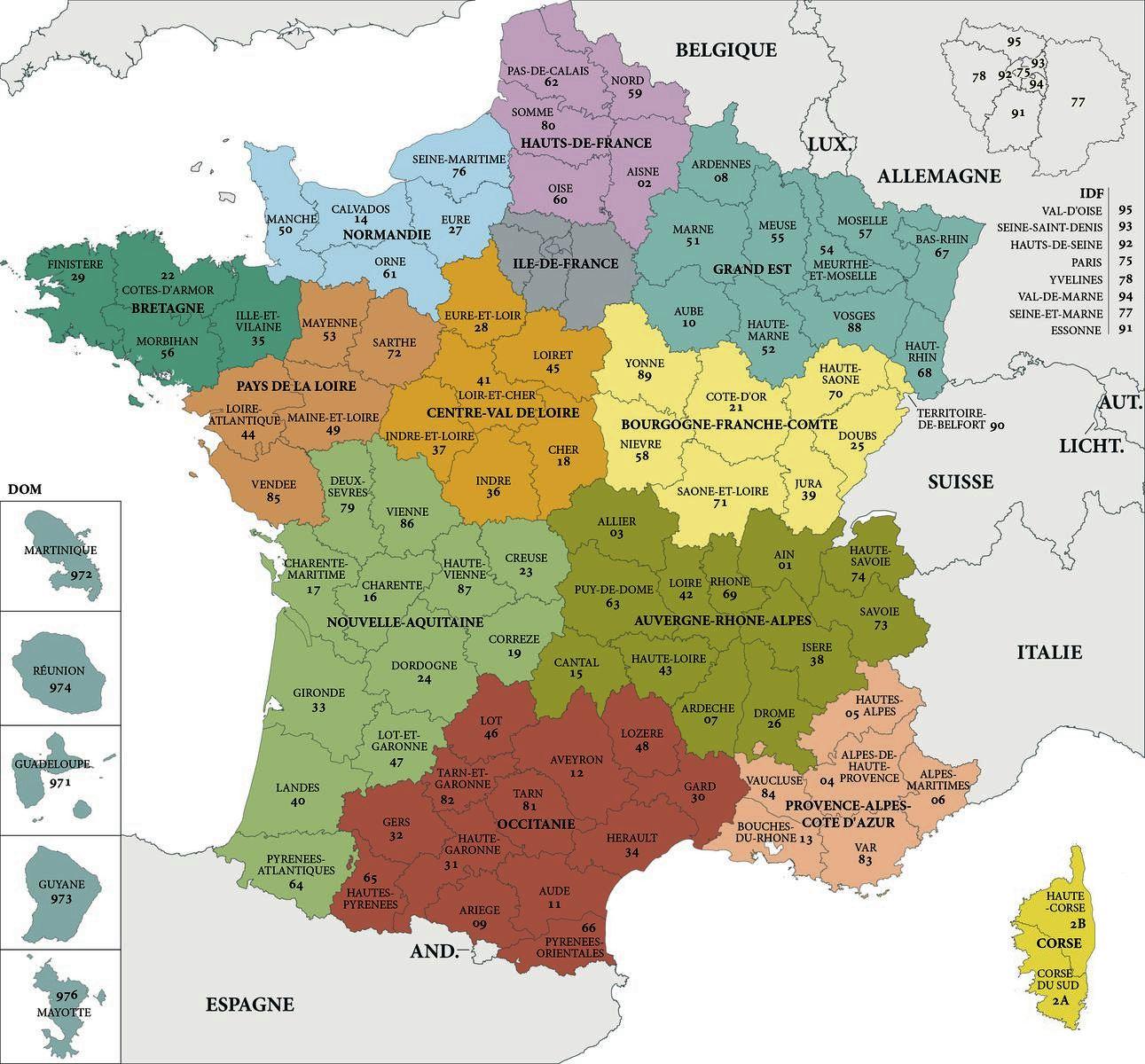 Departmental Map Of France - Alvera Marcille