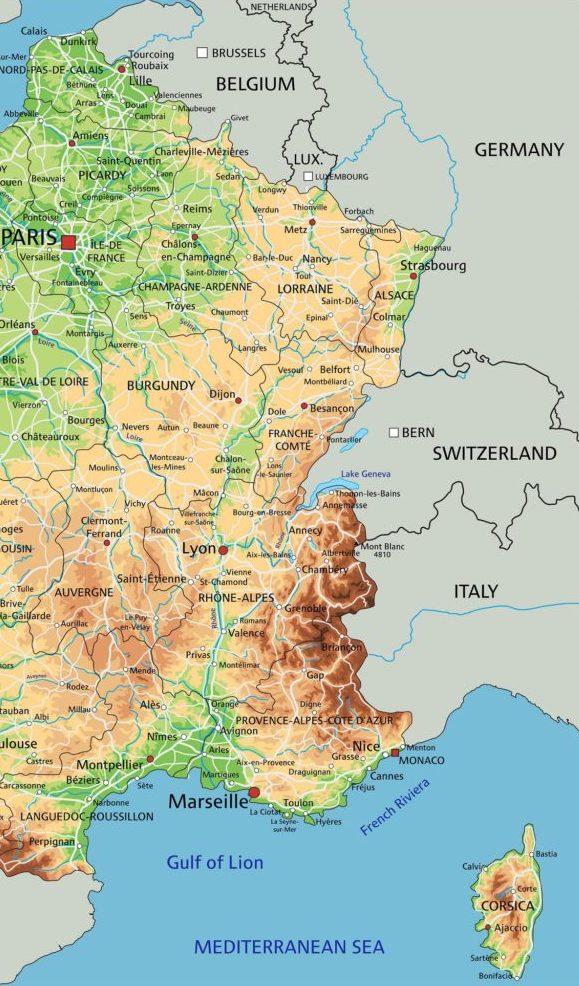 Map of eastern France - Map of France eastern (Western Europe - Europe)