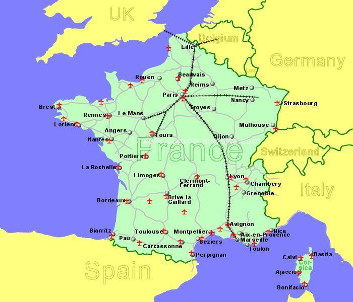 South Of France Airports Map 