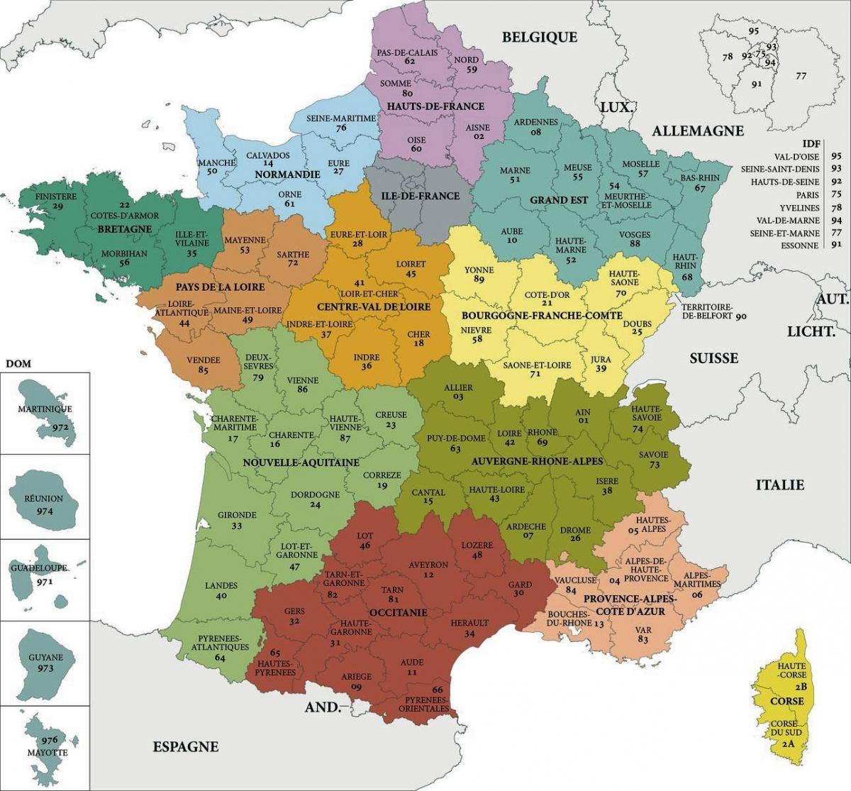 Departement France map - Map of France department (Western Europe - Europe)