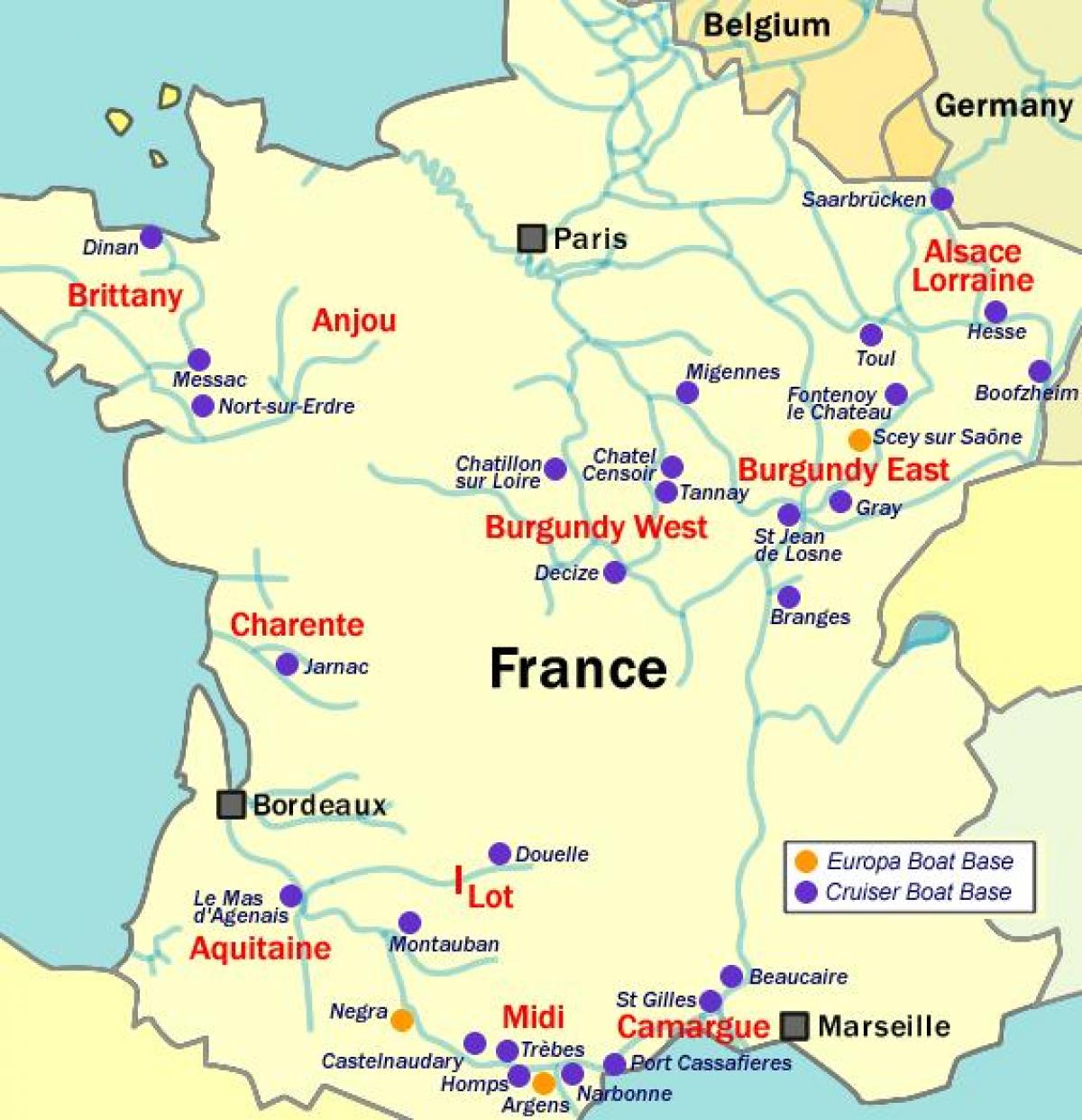 map of France boat