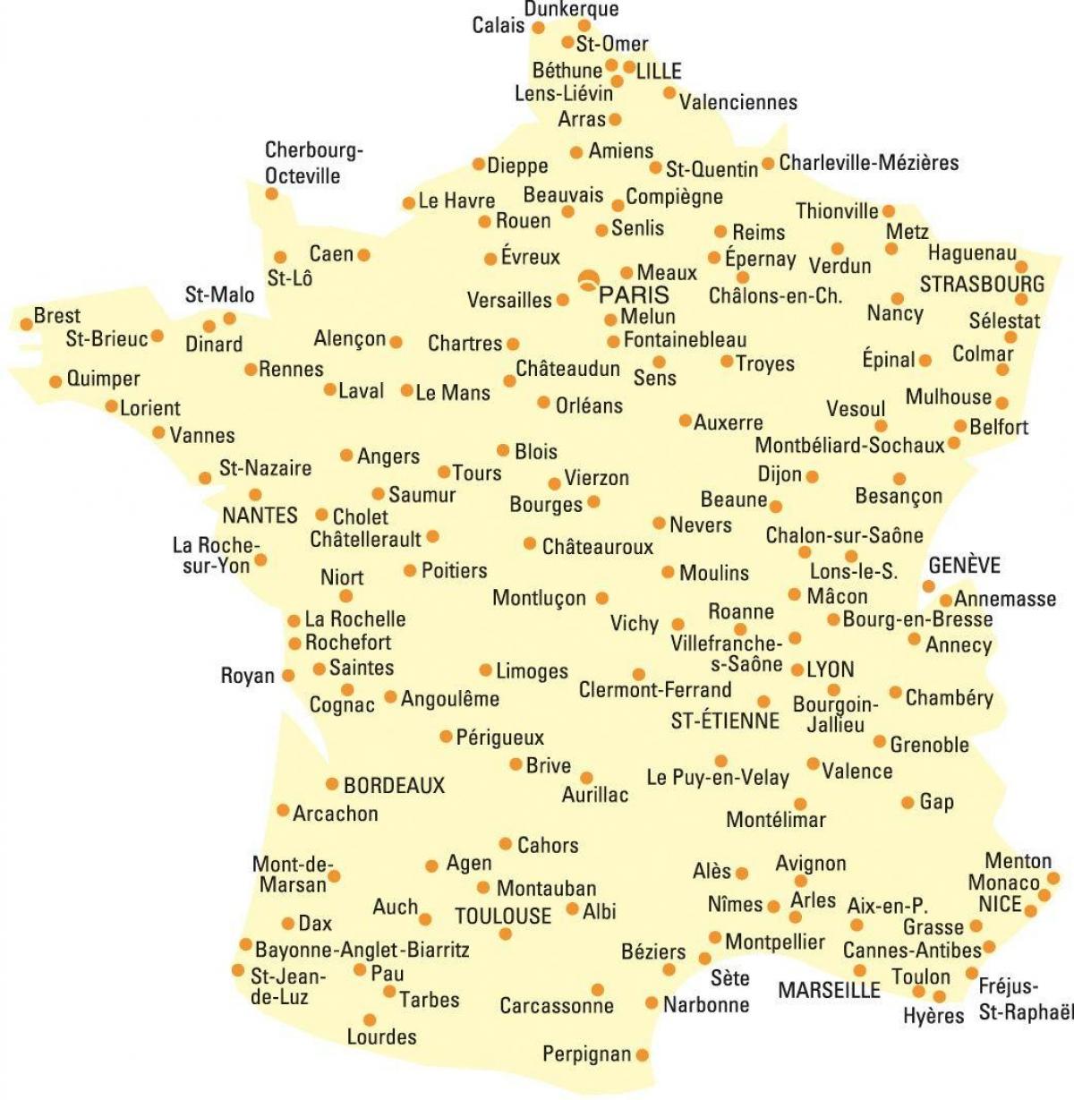 map of France with all cities