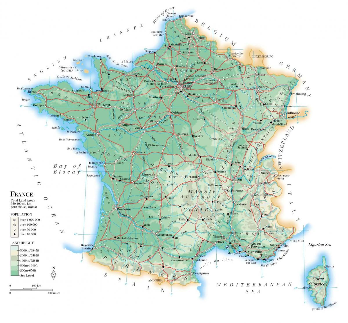 geographical map of France
