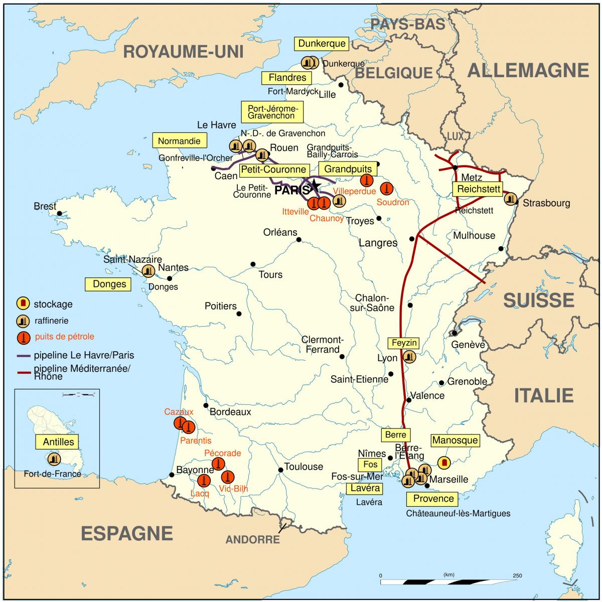 map of France petrol