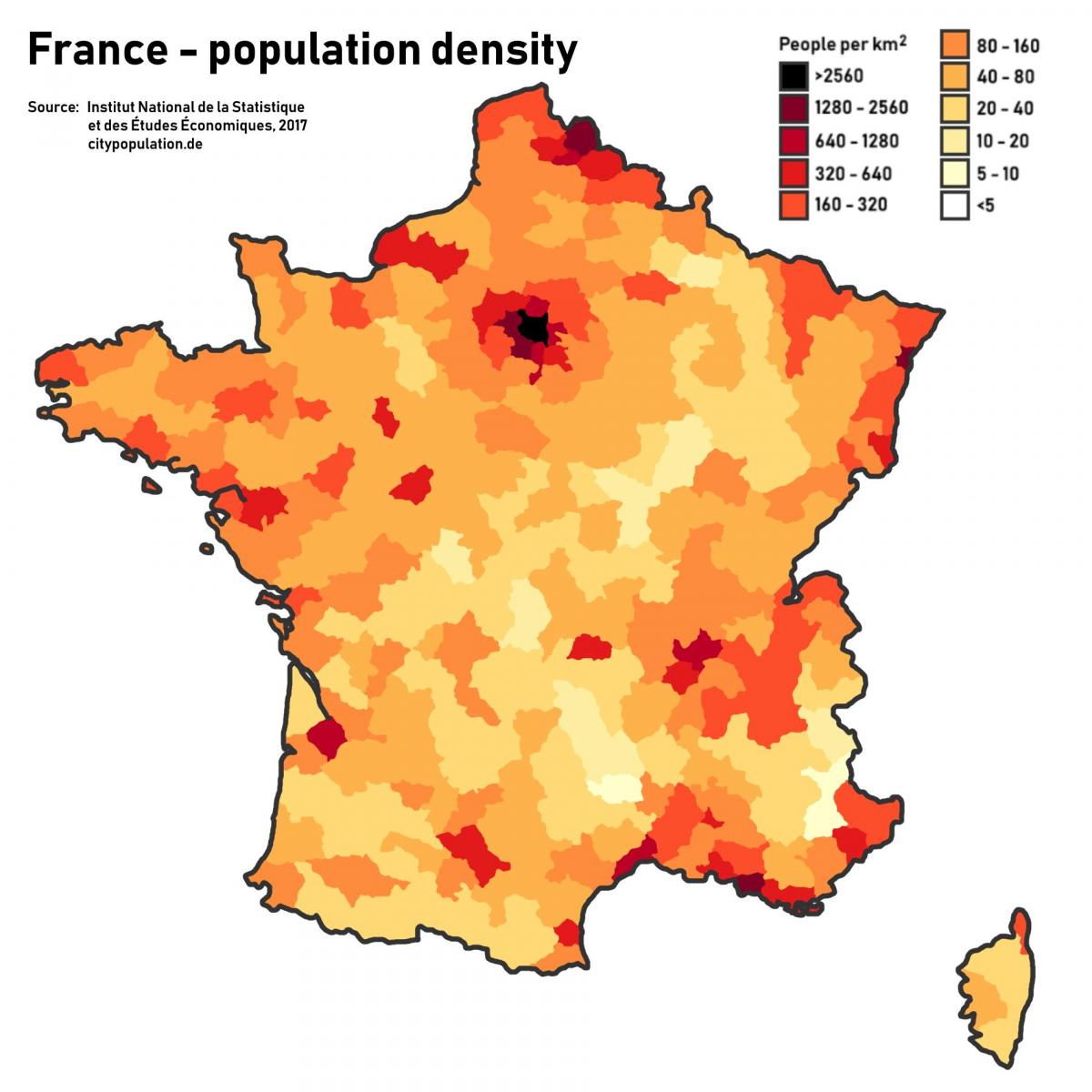 map of France population