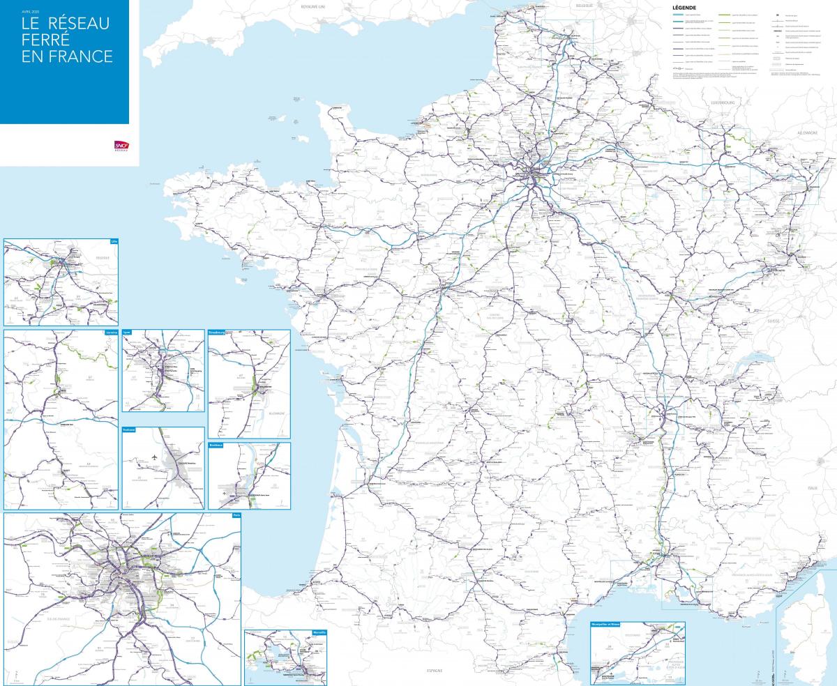 map of France regional train