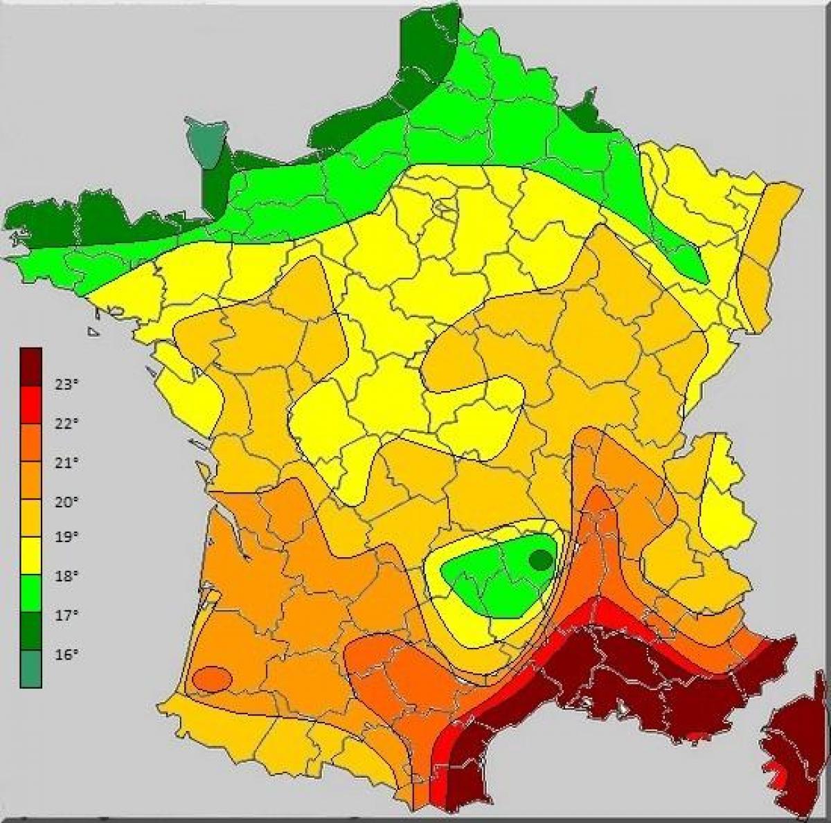 map of France temperature