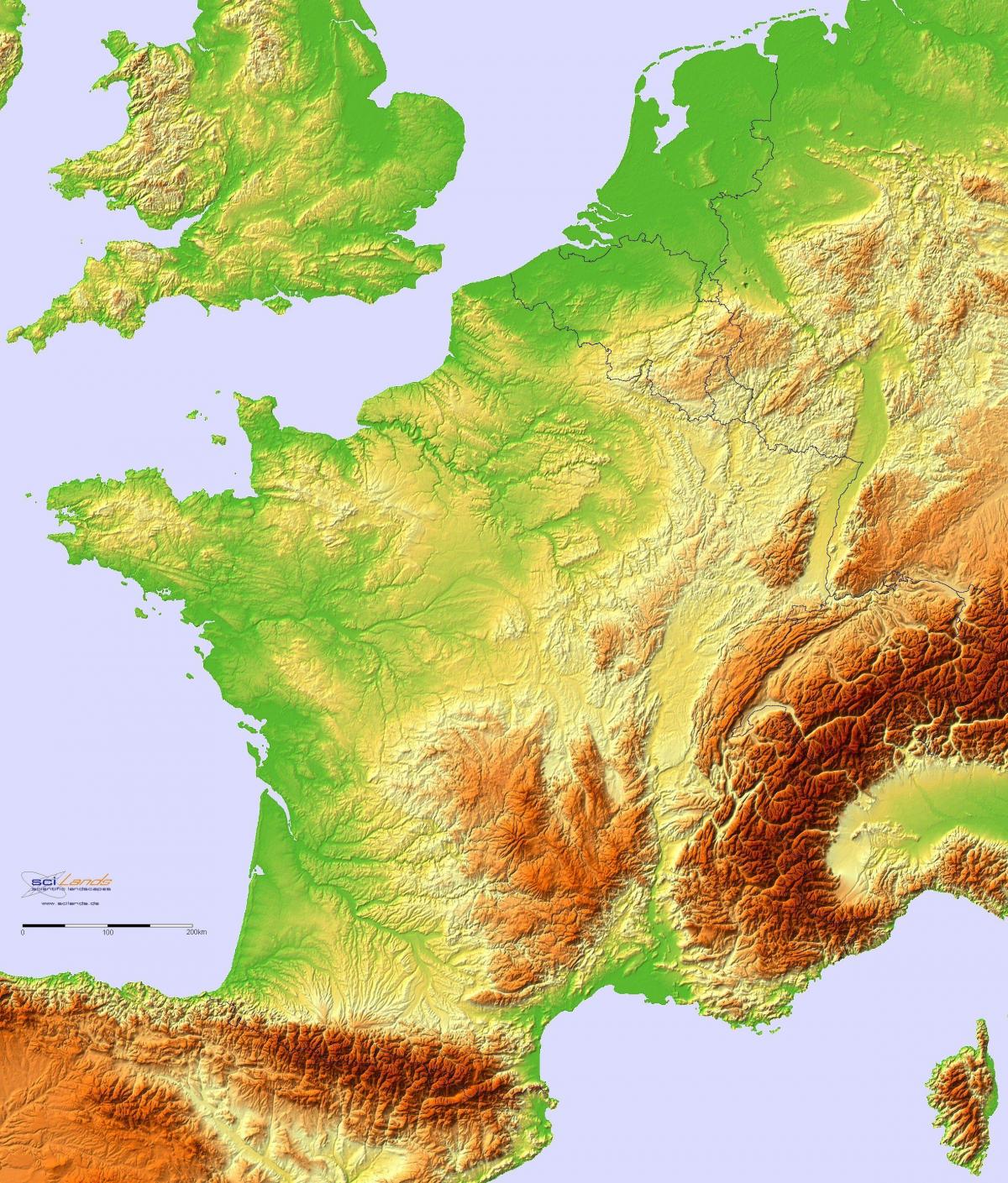 map of France topographic