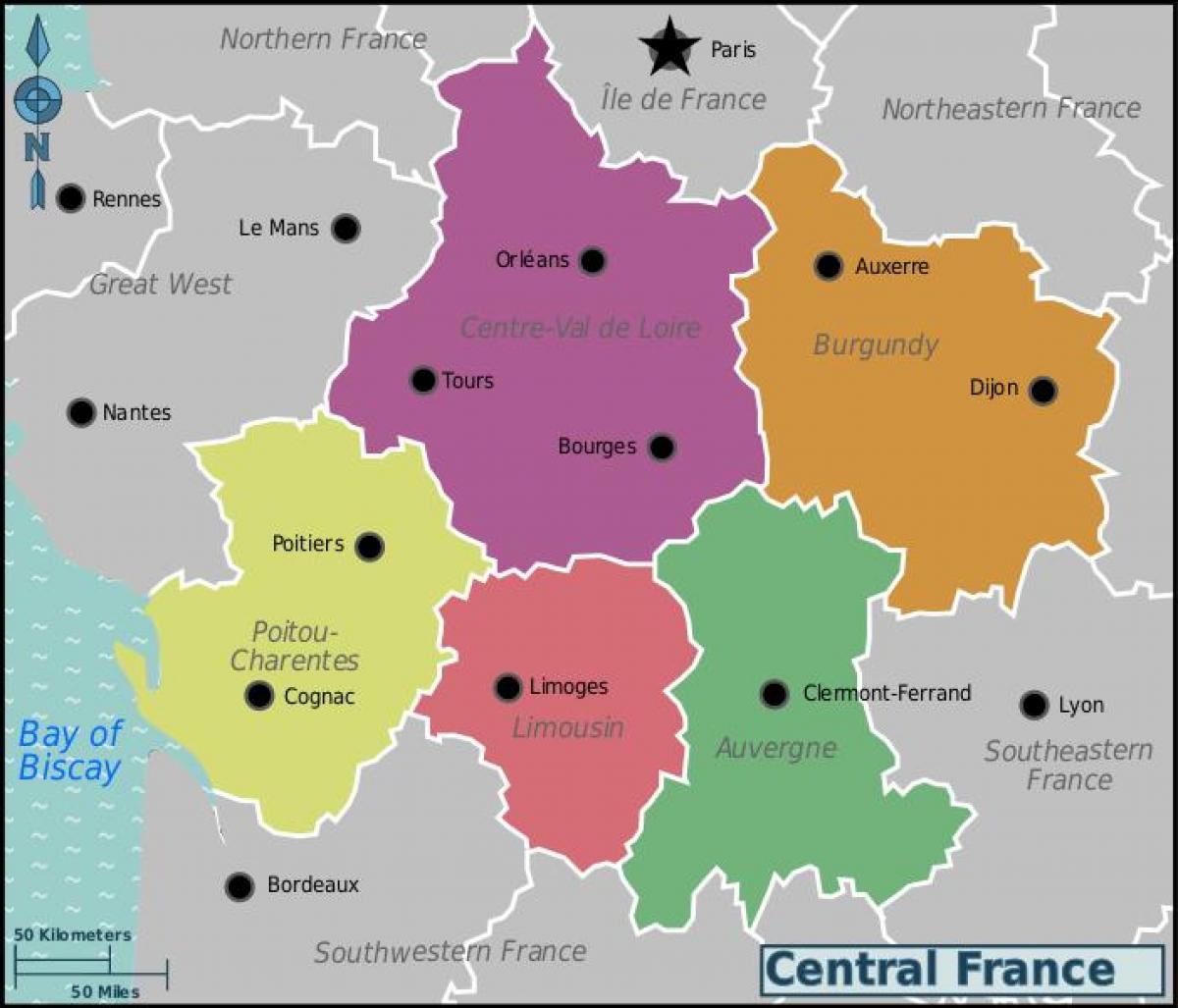 map of France central