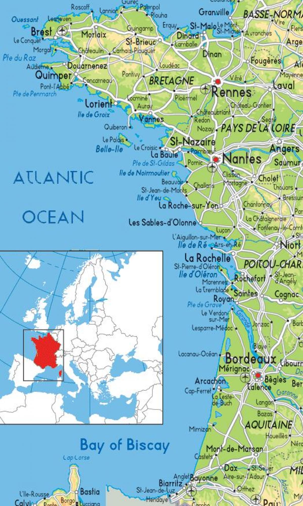 map of France west coast