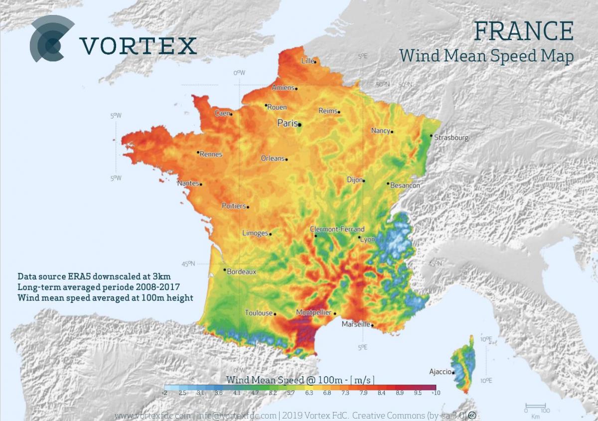 map of France wind