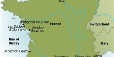 Map of France beach