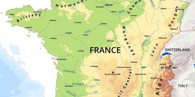 Mountain ranges in France map